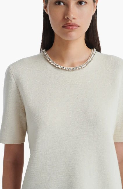 TWP Cashmere Tee with Crystal Collar