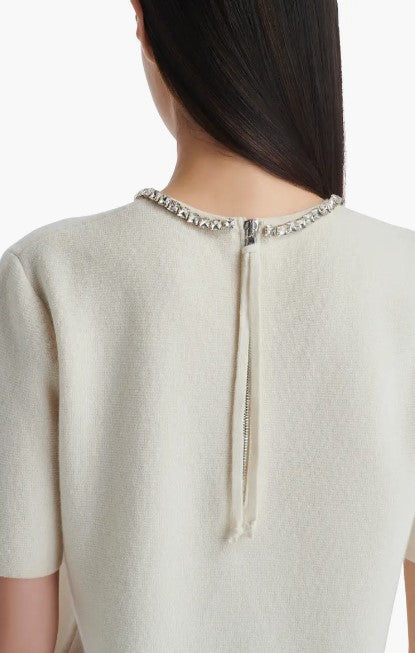 TWP Cashmere Tee with Crystal Collar