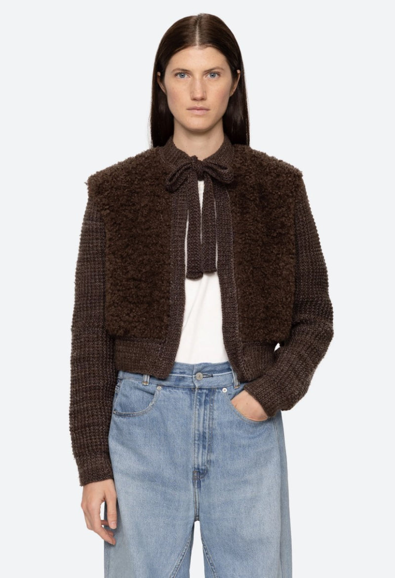 Sea Fenna Fur Crochet Tie Front Jacket