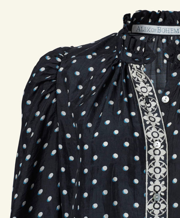 Alix of Bohemia Annabel Raven Dot Silk Shirt