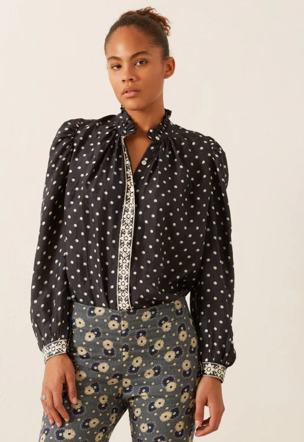 Alix of Bohemia Annabel Raven Dot Silk Shirt