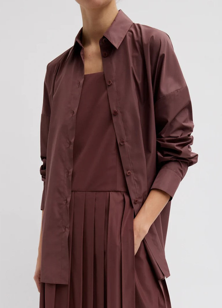 Tibi Italian Sporty Nylon Shirt w Cocoon Back