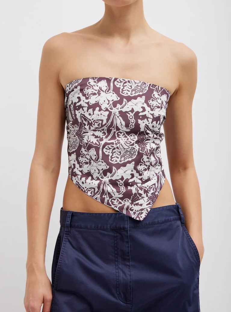 Tibi Recycled nylon batik strapless bandeau